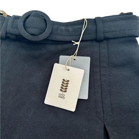 NWT Orla Kiely Black Fully Lined Wool Blend Inverted Pleat Midi Skirt US4 - Picture 3 of 9